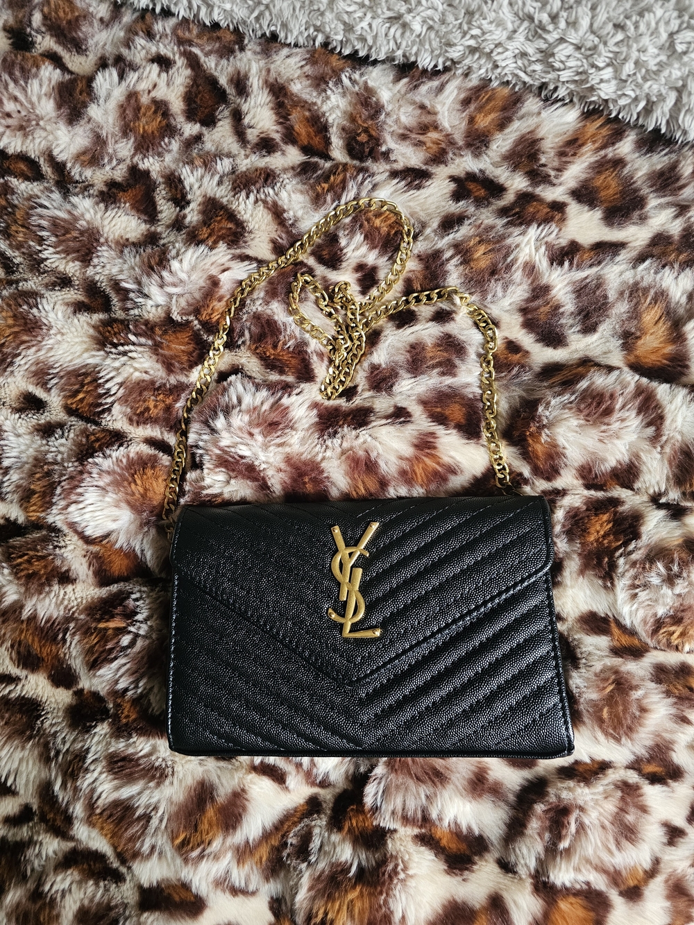 Saint Laurent Black Quilted Monogram Envelope Bag